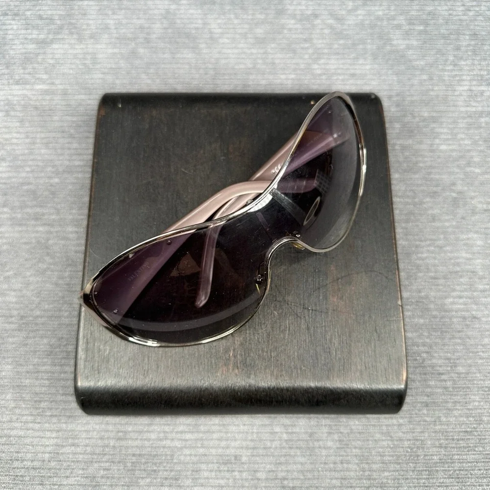 Valentino 5451/S Crystal Embellished Shield Sunglasses Silver Pink Y2k